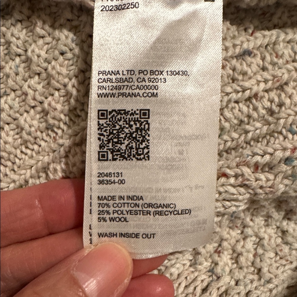 Prana Sangria Fields Cable Knit Button Cardigan Canvas Confetti Wool Blend-XS - Picture 10 of 11